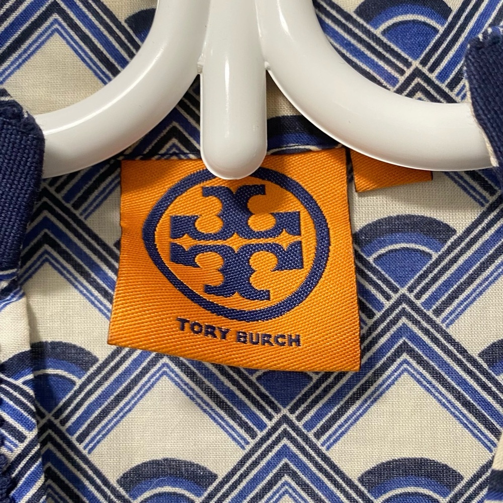 Tory Burch Navy and White Printed Tunic Top - Picture 7 of 8
